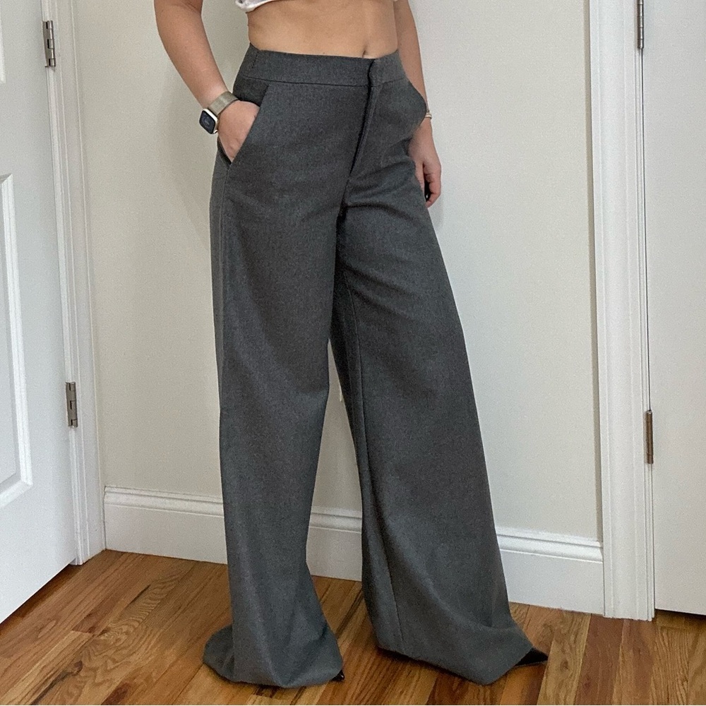 Zara Gray Wide Leg Pants - Picture 9 of 15